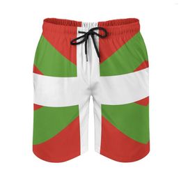 Men's Shorts Casual Beach Pants Anime Causal Basque Country Flag Gift Breathable Quick Dry Graphic Loose Adjustable Drawcord Str