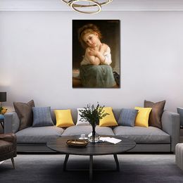 Canvas Art the Chilly William Adolphe Bouguereau Painting Reproduction Hand Painted Portrait Artwork for Club Bar Wall Decor