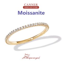 CANNER Real Moissanite 925 Sterling Silver Rings For Women Classic 18K Gold Plated Minimalist Anillos Engagement Fine Jewelry