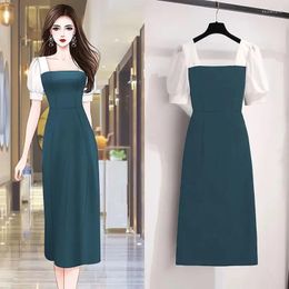 Casual Dresses Women Elegant Stitching Short Sleeve Party Work Fit Body Sweat Pencil Jacket Bodycon Dress Vestidos G26