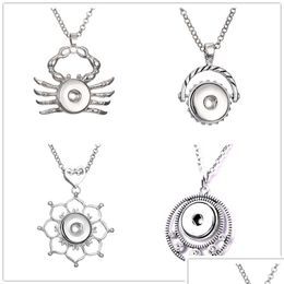 Pendant Necklaces Crab Flower Snap Button Necklace 18Mm Ginger Snaps Buttons Charms For Women Jewelry Drop Delivery Pendants Dhhwo