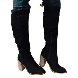 Boots Women's suede boots for winter knee long boots thick heels easy to wear in style L230711