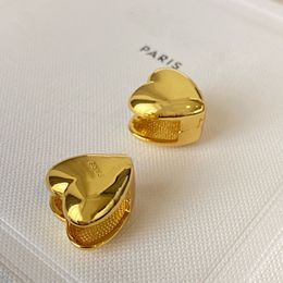 Stud Europe America Fashion Jewelry Smooth 24K Gold Plated Heart Earrings For Woman Famous Designer Luxury Brand Girl Gift Trendy 230710