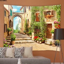 Tapestries Landscape Street Plant Flower Landscape Living Room Bedroom Tapestry Garden Background Wall Decoration Tapestry