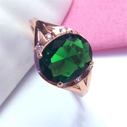 Cluster Rings In 585 Purple Gold Light Luxury Simple Green Gemstone For Women Plated 14K Rose Classic Engagement Ring Jewelry