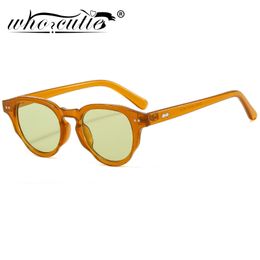 Trendy Rivet Green Round Sunglasses Women 2022 Brand Design Decor Circle Cat Eye Frame Eyewear Shades 90s Men Sun Glasses Oculos