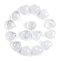 Stone Natural White Crystal Ornaments Carved 15X10Mm Heart Chakra Reiki Healing Quartz Mineral Tumbled Gemstones Hand Home Decor Dro Dhw1O