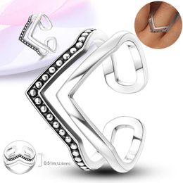Cluster Rings 925 Silver Women Wishbone Open Finger Jewellery Gift For Female Girl Friends
