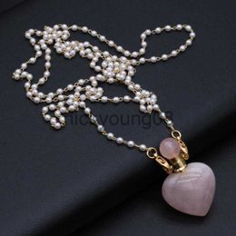 Pendant Necklaces Pendant Necklaces Natural Quartz Perfume Bottle Heart Pendants Free Two Eyes Pearls Chains For Jewelry Making DIY Bracelet Necklace Accessor x07