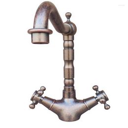 Kitchen Faucets Rome Red Antique Copper Single Hole Two Handles Swivel Spout Sink Bathroom Vessel Basin Faucet Mixer Tap Ann009