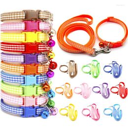 Dog Collars Plaid Print With Bell Collar Leash Small Casual Adjustable Neck Strap Colorful Traction Walking Rope Pet Supplies