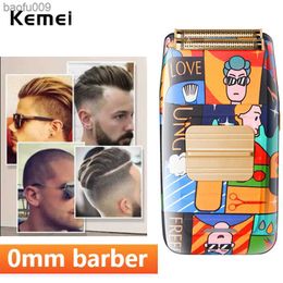 Kemei Titanium Double Foil Shaver Professional Barber Finishing Tool Reciprocating Electric Men Razor Random Graffiti Pattern