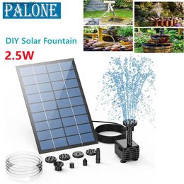 PALONE 2.5W Solar Fountain Pump with 6Nozzles and 4ft Water Pipe Solar Powered Pump for Bird Bath Pond Garden and Other Places. L230620