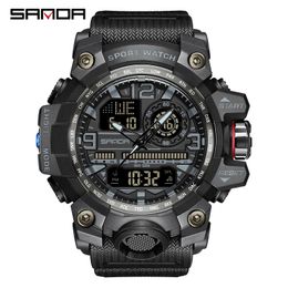 SANDA Fashion Mens Watches LED Sport Waterproof Watches Mens Top Luxury Brand Digital Male Quartz Wrist Watch Relogio Masculino