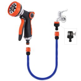 Watering Equipments 8-Function Water Gun 1/2/5/10M 1/2 Hose Kit Garden Irrigation Car Washing Yard Lawn Watering Spray Gun House Cleaning Pet Shower 230710