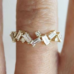 Huitan Fashion Geometric CZ Finger Ring for Women 3 Metal Colors Daily Wear Modern Temperament Female Accessories Trendy Jewelry