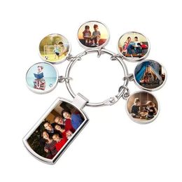 Key Rings Sublimation Thermal Transfer Blank Ring Chains Circle Rec Charms Car Bag Purses Pendant Diy White Po Print Valentines Moth Dhon6