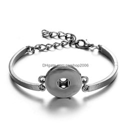 Charm Bracelets 18Mm Snap Button Bracelet Bangle Sier Gold Chain Snaps Buttons Jewelry For Women Men Drop Delivery Dhkty