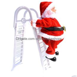 Christmas Decorations Music Santa Claus Electric Climb Ladder Hanging Decoration Tree Ornaments New Year Kids Gifts Figurine Jk1910 Dhs3V
