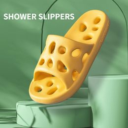 GAI GAI Women Bathroom House Cheese Slippers Leaking Quick-drying Shower Slipper Light Weight Waterproof Beach Flip Flop Swimming Slides 230710