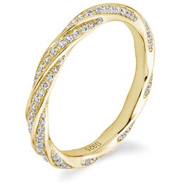 DEZO Moissanite Wedding Band 14K Yellow Gold Plated 925 Sterling Silver Twist Eternity Rings For Women 2mm in Width