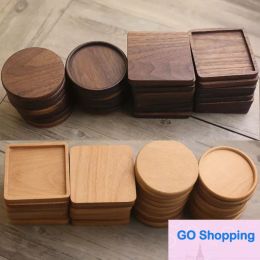 Top Wooden Coasters Black Walnut Coffee Tea Cup Mats Natural Non Slip Teapot Drink Coasters Home Bar Tools