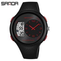 SANDA Band Shockproof Wristwatch Luminous Mode Fashion Men Sports Watch Quartz Business Electronic Watch Fall-proof montre homme