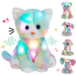Plush Dolls Recordable Cat Colourful Doll Gift Toys with LED Light Soft Kitty Kids Toy for Girls Stuffed Animals Pillows 230710