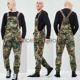 Others Apparel Stylish Mens Camo Dungarees Work Overalls Bib and Brace Distressed Denim Camouflage Combat Jumpsuit Romper Pants Casual Trousers x0711