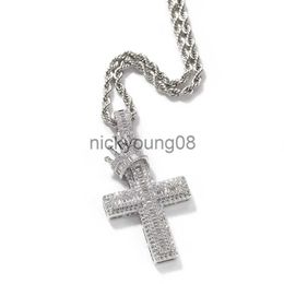 Pendant Necklaces Vintage Crown Cross Necklace Fashion Mens Gold Necklace Hip Hop Iced Out Pendant Necklaces Jewellery x0711 x0711