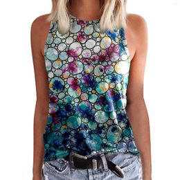 Women's Tanks Crewneck Sleeveless Print Halter Tank Tops Womens Summer Casual Loose High O-Neck Basic Shirts Beach Blouse Young Tees Female