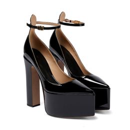 Dress Shoes waterproof platform super high thick heel design pointed shallow mouth thin belt Mary Jane women s single shoes 230710