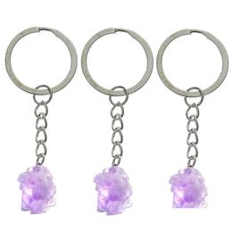 Key Rings Natural Stone Amethysts Crystal Quartz Chain Ring Crystals Keychain Bead Pendant Keyrings Bag Accessories Jewelry Drop Deli Dhklv