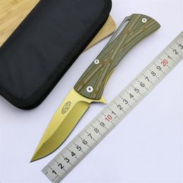 LOVOCOO Closer Terminator Two-color bamboo G10 handle folding knife D2 blade outdoor camping hunting pocket fruit knife EDC tool297V