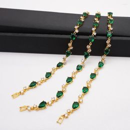 Link Bracelets Green Austria Crystal Zircon Bracelet Ladies Jewellery Accessories Fantastic Wristlet Trinket