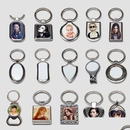 Key Rings Sublimation Blank White Metal Single Side For Sublimating Heat Transfer Keychain Christmas Valentine Pendants Gifts 496 Dr Dhzl4