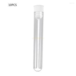 10x Multifunctional Plastic Clear Test Tubes With Caps Round Bottom For School Chemistry Equipment Laboratory Supplies