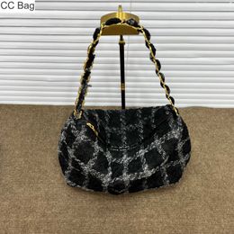 CC Bag Womens Classic Black Grey Mosaic Woollen Quilted Bags Vintage Large Capacity Underarm Handbags Gold Metal Handle Chain Totes Luxuries Maxi Handbags 29x25x12C