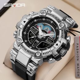 SANDA Top Brand Men's Sports Watches Military Hyun-chae Case Waterproof Multifunction Wristwatch Quartz Watch for Men Clock 3156