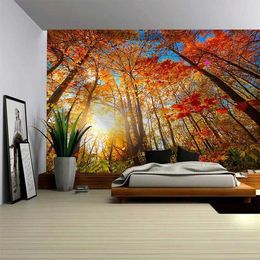 Tapestries Home Decoration Sunshine Evergreen Plants Leaves Outdoor Landscape Room Forest Tapestry Wall Hanging Tapestry 230x180cm