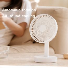 Electric Fans Cameras Desktop Rechargeable Fan Small Portable Air Conditioning Appliances Auto Rotation 3-speed Wind Silent for Home Office