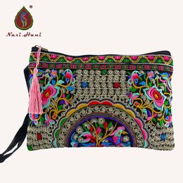 Evening Bags BOHO Women s bags Embroidery canvas wallet clutch purse for women Wristlets bag Retro Cell phone 230711