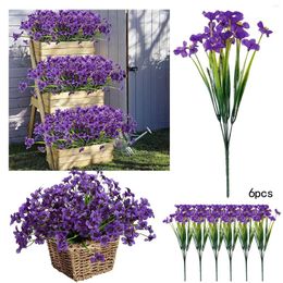 Decorative Flowers 6PC Artificial Bouquet Decoration Bridal Wedding Flower Real Latex Home Tall Arrangements In Vase