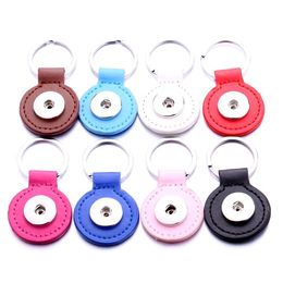 Key Rings Round Pu Leather Keychain Jewellery 18Mm Snap Buttons Pendant Chain Car Bag Snaps Keyring Drop Delivery Dhsxk