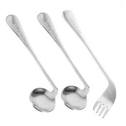 Dinnerware Sets 1 Set Of Practical Curved Spoons Disabled Auxiliary Fork Feeding Aids Easy Use Utensils Self-feeding Utensil