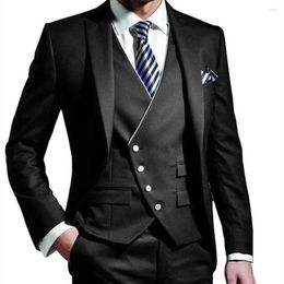 Men's Suits Black Slim Fit 3 Pieces Fashion Tuxedos Groom Wedding Men Tuxedo Terno Masculino De Pour Hommes Blazer(Jacket Pants Vest)