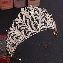 Wedding Hair Jewelry Luxury Crown Accessories Bridal Tiaras Leaf Hairbands Party Girls Diadem Shiny Charm Noiva 230710