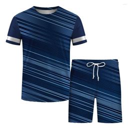 Men's Tracksuits Outdoor Fitness Sports Tee Shorts Short Sleeve 2 Piece Outfit Casual O-neck Tops Summer Quick Dry Material Sets