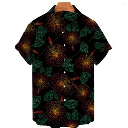 Men's Casual Shirts For Men Summer Animal Plant Print Polo Fashion Short Sleeve Tops Oversized Beach Streetwear Hawaiian Shirt