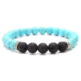 Charm Bracelets Natural Lava Stone Lapis Lazi Turquoise Tiger Eye Bead Bracelet Diy Volcano Essential Oil Diffuser For Women Men Jew Dh4O3